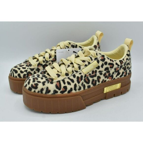 Puma Womens Size 7 Mayze SE Gold Leopard Platform Fashion Sneakers 382910 01 - Picture 2 of 10